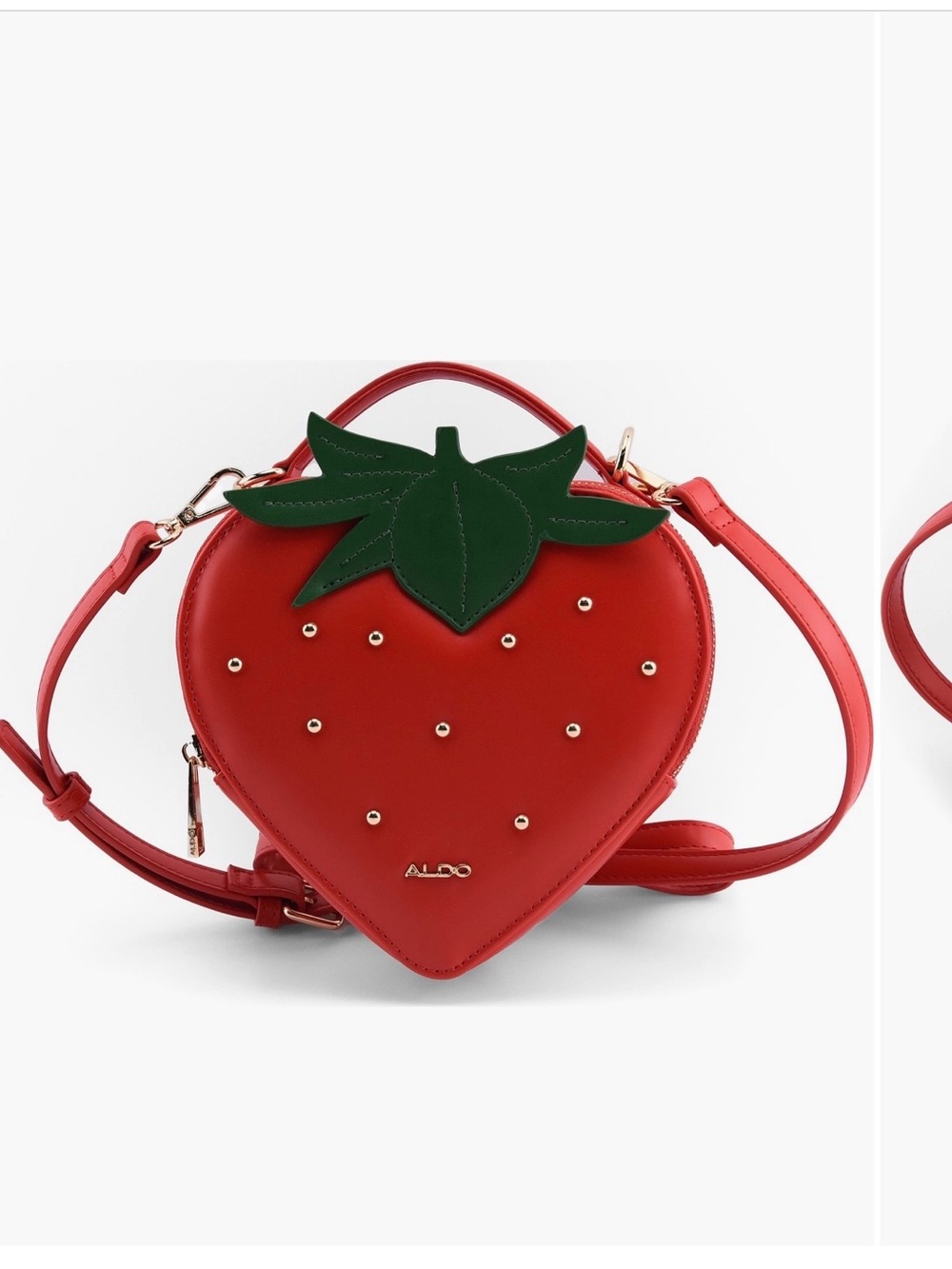 Aldo Red Strawberry-Shaped Crossbody with Green Leaf Accent